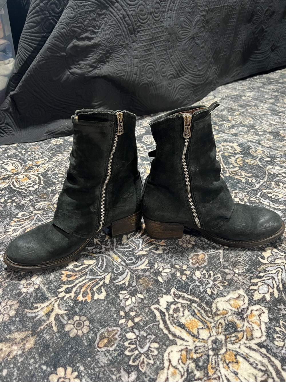 A.S.98 Black Suede Buckle Ankle Boots - Women's Fashion Boots Size 38 - Picture 5 of 8